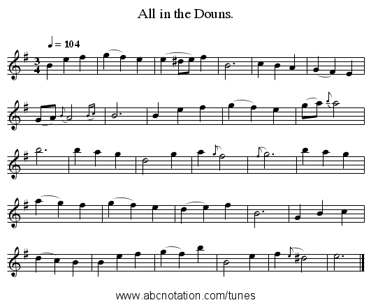 All in the Douns. - staff notation