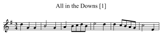 All in the Downs [1] - staff notation
