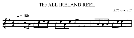 ALL IRELAND REEL, The - staff notation