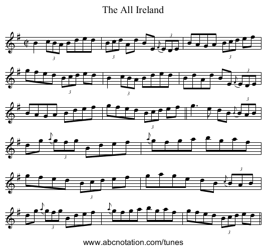 All Ireland, The - staff notation
