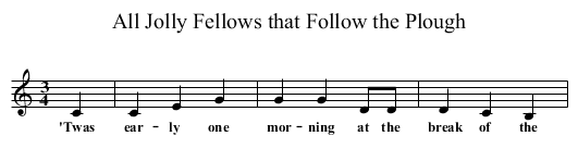 All Jolly Fellows that Follow the Plough - staff notation