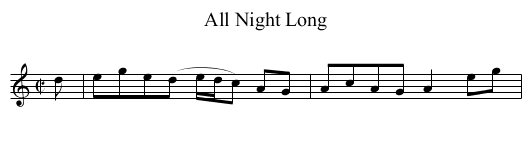 All Night Long - staff notation