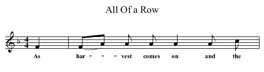 All Of a Row - staff notation