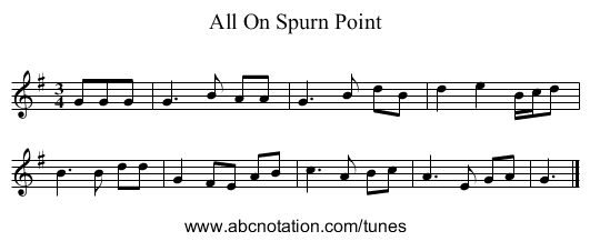 All On Spurn Point - staff notation