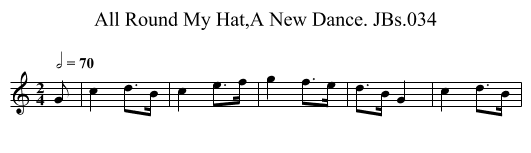 All Round My Hat,A New Dance. JBs.034 - staff notation
