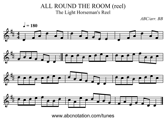 ALL ROUND THE ROOM (reel) - staff notation
