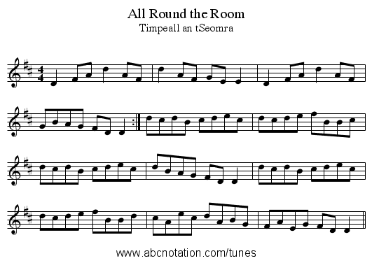 All Round the Room - staff notation