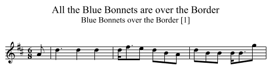 All the Blue Bonnets are over the Border - staff notation