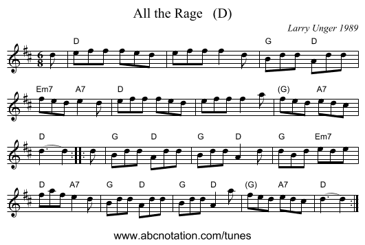 All the Rage   (D) - staff notation