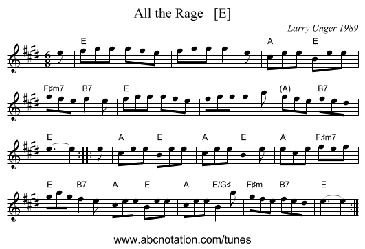 All the Rage   [E] - staff notation