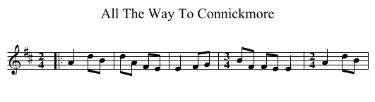 All The Way To Connickmore - staff notation