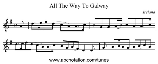 All The Way To Galway - staff notation