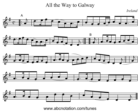 All the Way to Galway - staff notation