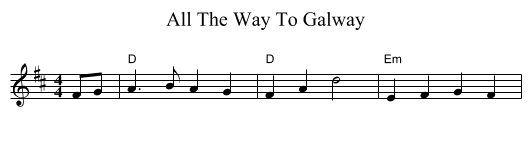 All The Way To Galway - staff notation