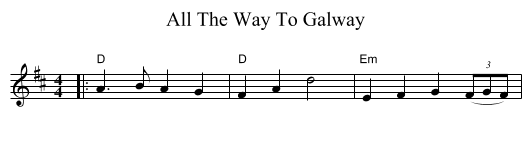 All The Way To Galway - staff notation