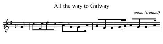 All the way to Galway - staff notation