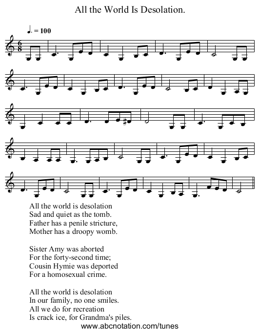 All the World Is Desolation. - staff notation