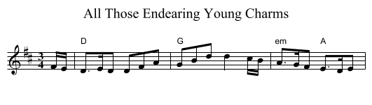 All Those Endearing Young Charms - staff notation