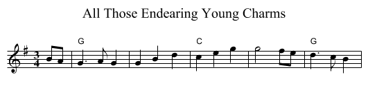 All Those Endearing Young Charms - staff notation