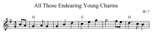 All Those Endearing Young Charms - staff notation