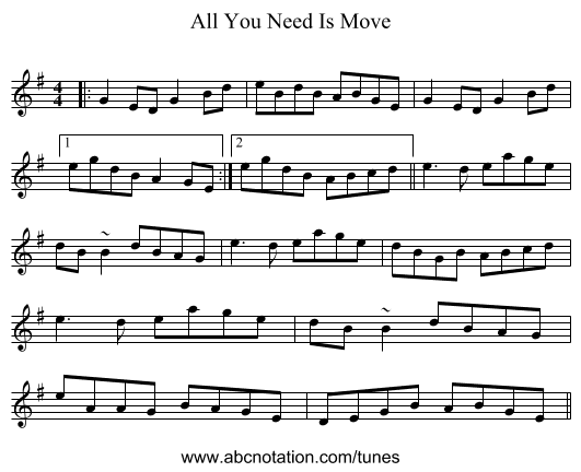 All You Need Is Move - staff notation