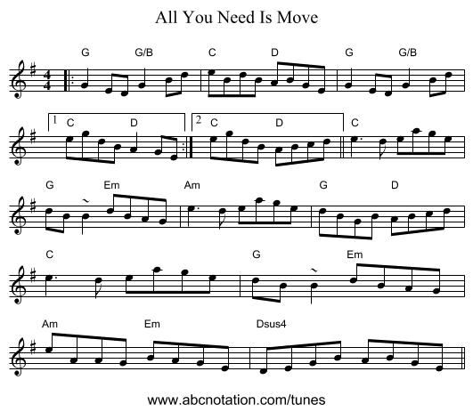 All You Need Is Move - staff notation