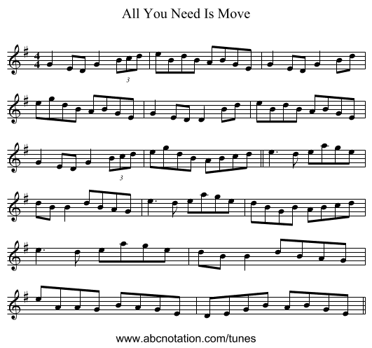 All You Need Is Move - staff notation