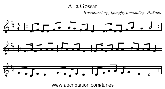 Alla Gossar - staff notation