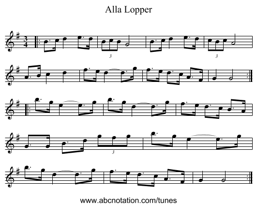 Alla Lopper - staff notation