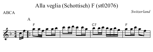 Alla veglia (Schottisch) F (st02076) - staff notation