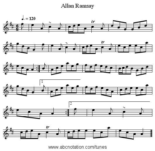 Allan Ramsay - staff notation