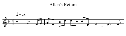 Allan's Return - staff notation
