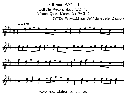 Allbena. WCl.41 - staff notation