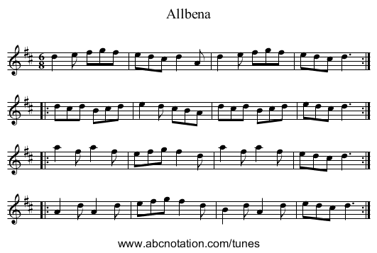 Allbena - staff notation