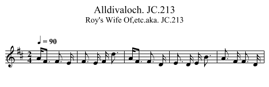 Alldivaloch. JC.213 - staff notation