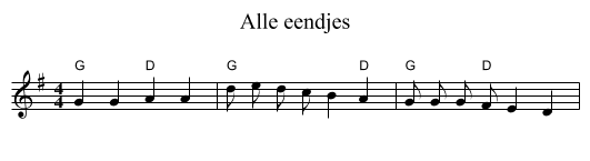 Alle eendjes - staff notation
