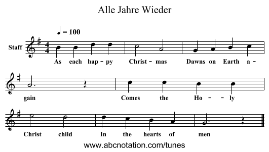 Alle Jahre Wieder - staff notation