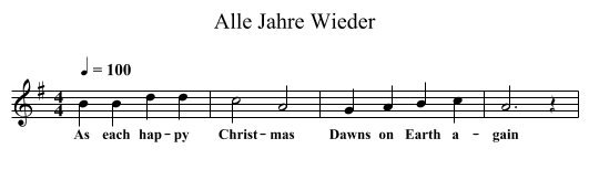 Alle Jahre Wieder - staff notation