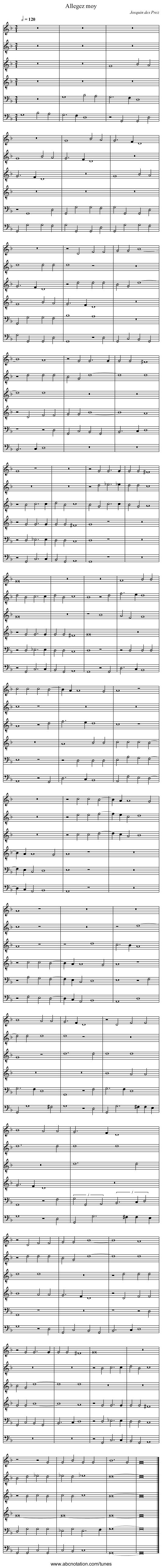 Allegez moy - staff notation