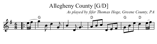 Allegheny County [G/D] - staff notation