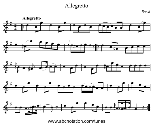 Allegretto - staff notation