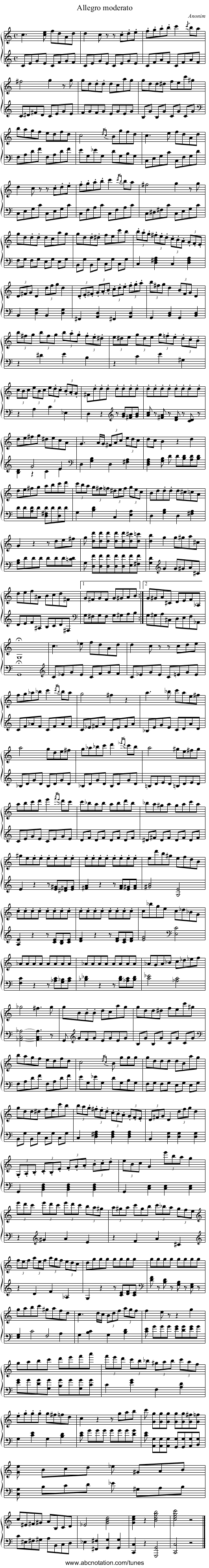 Allegro moderato - staff notation