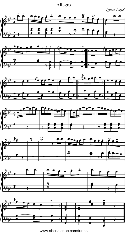 Allegro - staff notation