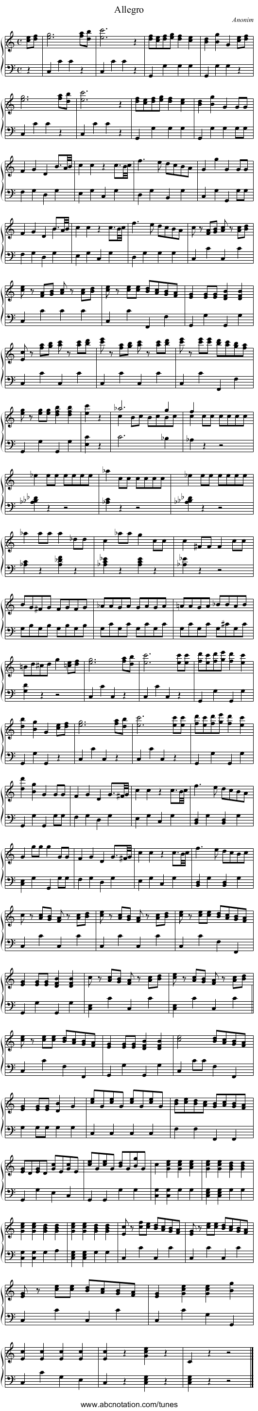 Allegro - staff notation