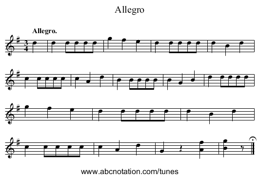 Allegro - staff notation