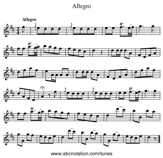 Allegro - staff notation