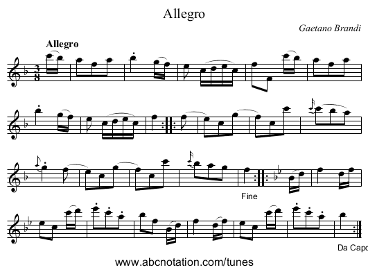 Allegro - staff notation