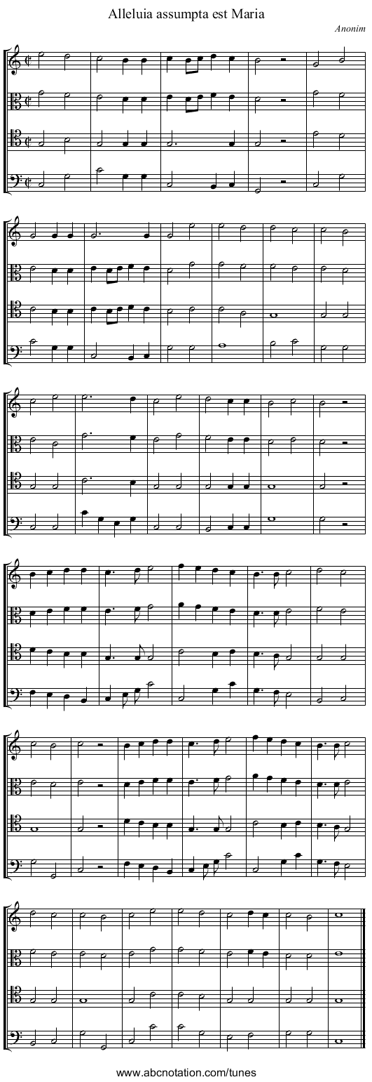 Alleluia assumpta est Maria - staff notation