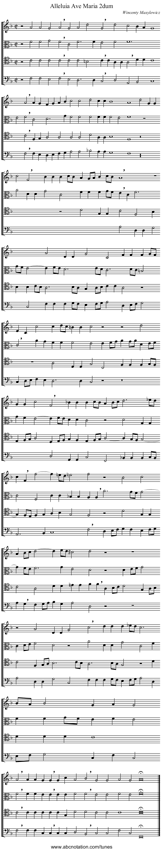 Alleluia Ave Maria 2dum - staff notation