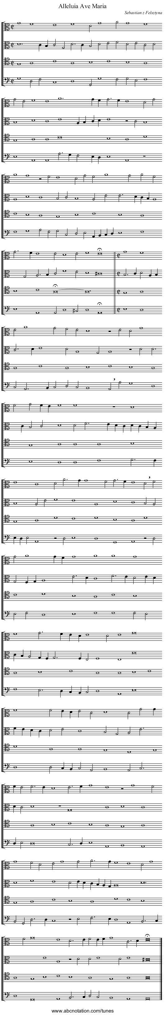 Alleluia Ave Maria - staff notation